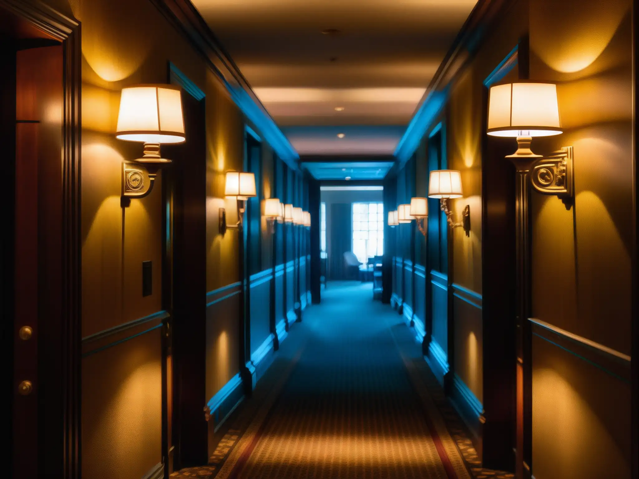 Corredor embrujado del Hotel Fairmont Banff Springs: sombras y misterio Corredor escalofriante del Hotel Fairmont Banff Springs, con presencia escalofriante y atmósfera espeluznante