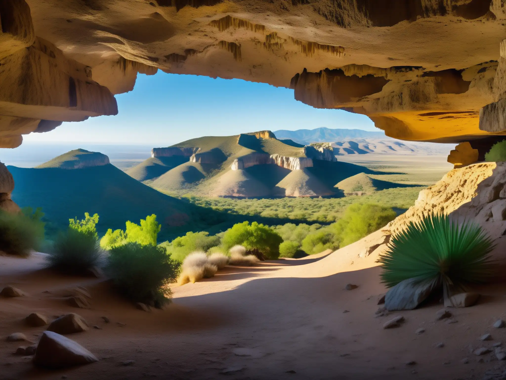 Explora la misteriosa Cueva de la Olla en Chihuahua Entrada misteriosa de la Cueva de la Olla en Chihuahua, México, rodeada de vegetación y rocas, evocando mitos y leyendas urbanas