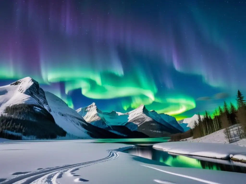 Aurora Boreal: Danza Cósmica sobre Paisaje Escandinavo Espectacular Aurora Boreal sobre paisaje escandinavo: mitos escandinavos Aurora Boreal cobra vida en esta deslumbrante fotografía de 8k