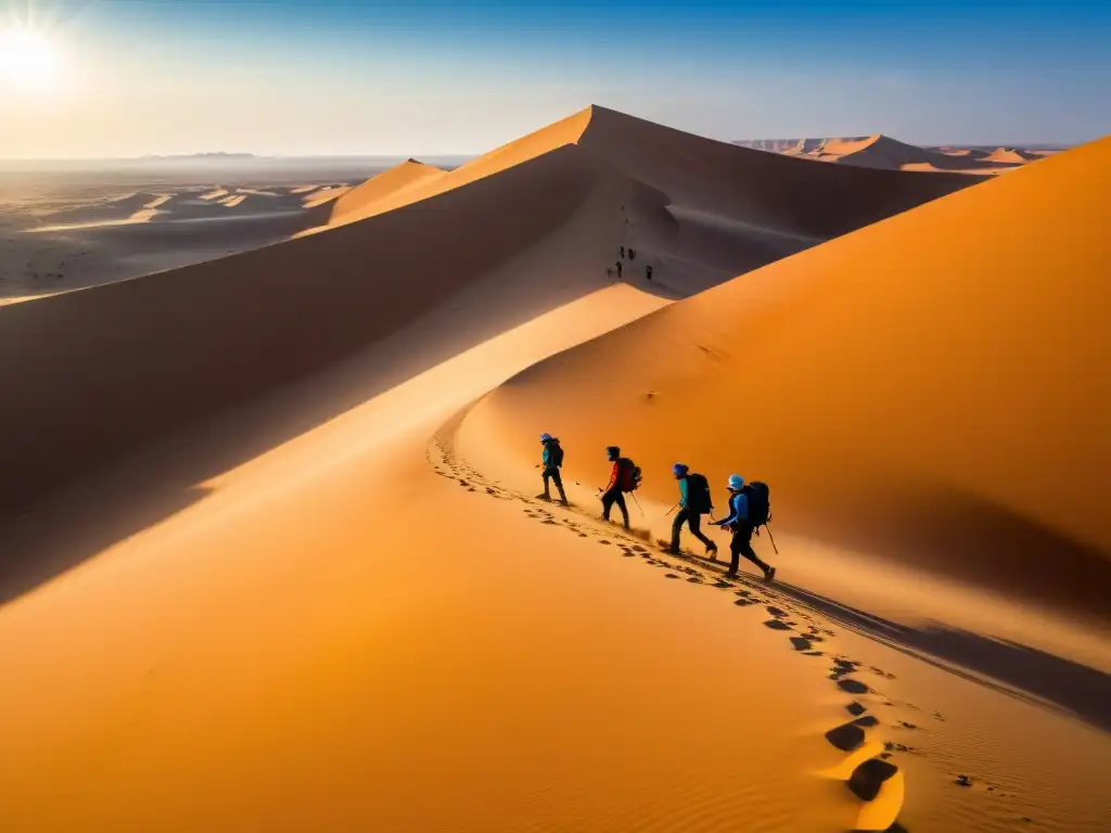 Exploradores en el desierto del Sahara: una travesía épica Exploradores en una épica travesía en el misterioso y remoto Sahara, en busca de la Ciudad Perdida Zerzura