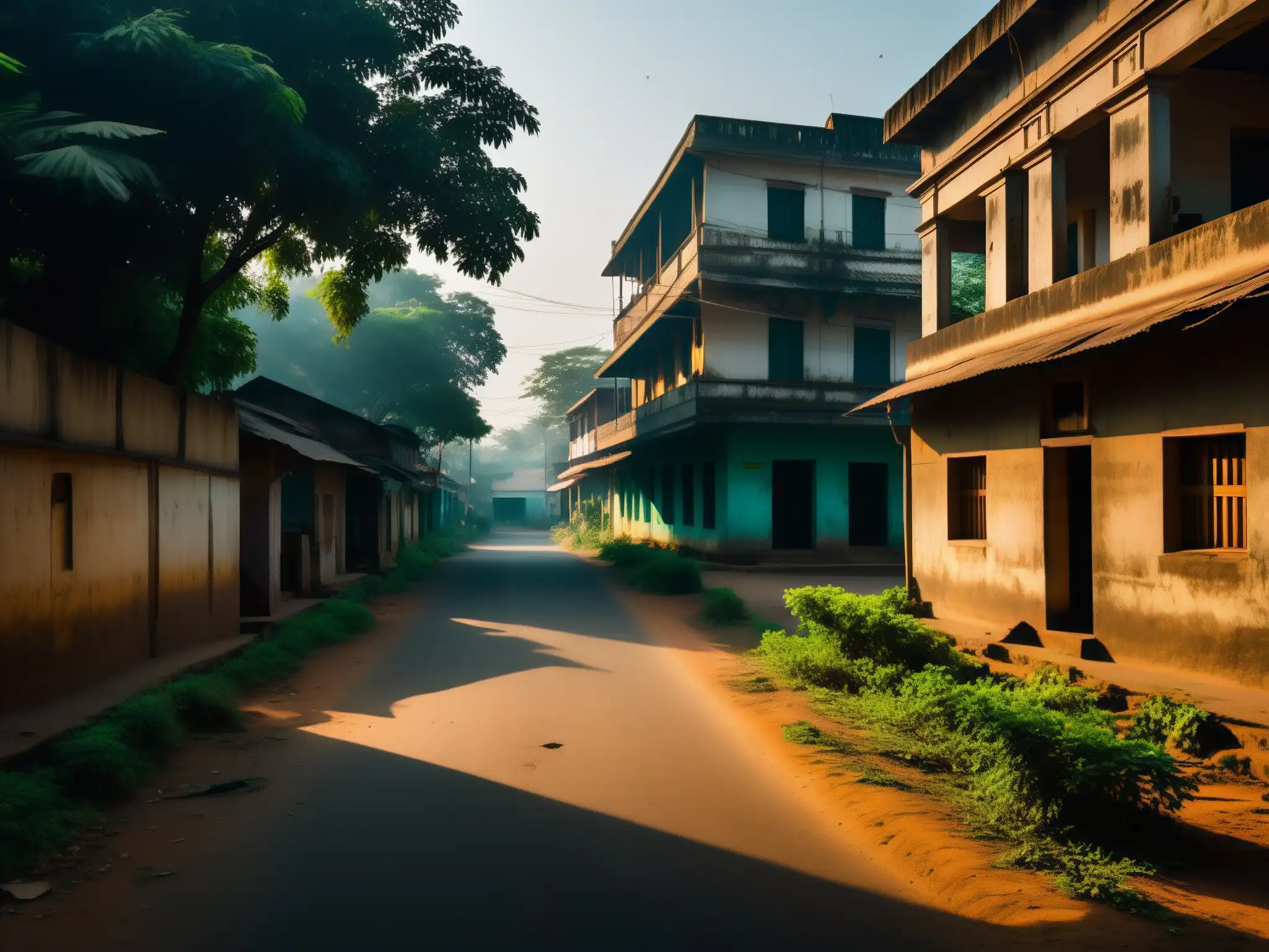 Desolación nocturna en Nithari, India: misterio y silencio Imagen documental de una misteriosa calle en Nithari, India, evocando desolación y misterio