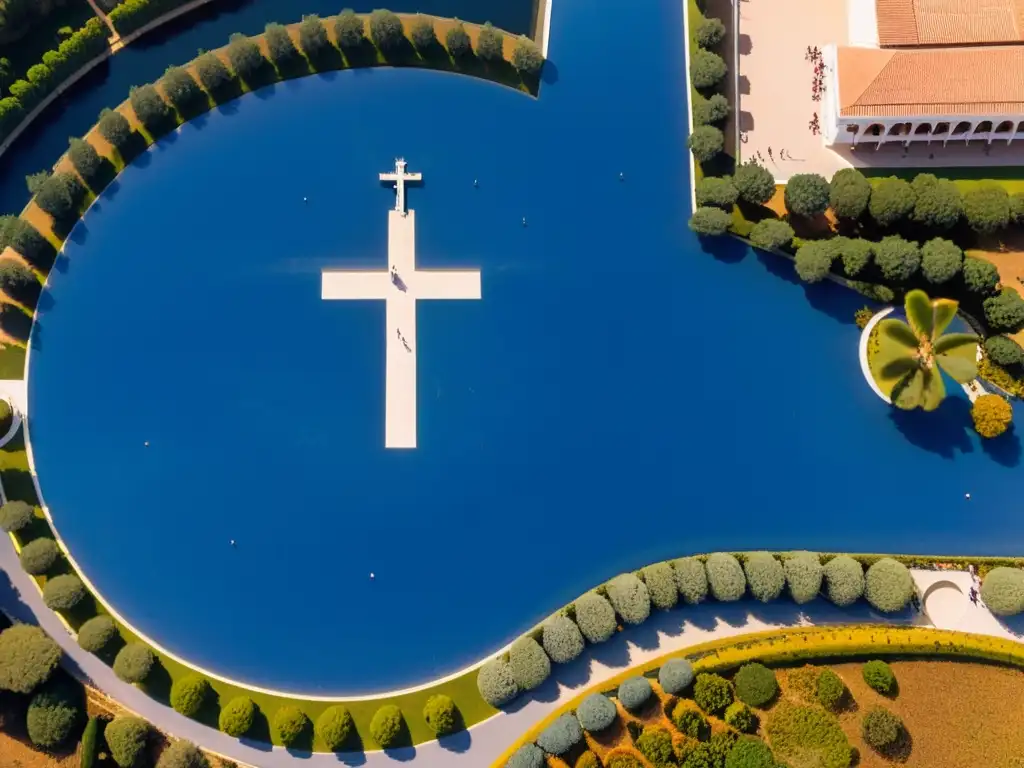 Santuario de Fátima: Devoción y arquitectura en alta resolución Una impresionante vista aérea del Santuario de Nuestra Señora de Fátima, con la majestuosa basílica, la multitud de peregrinos y la atmósfera serena