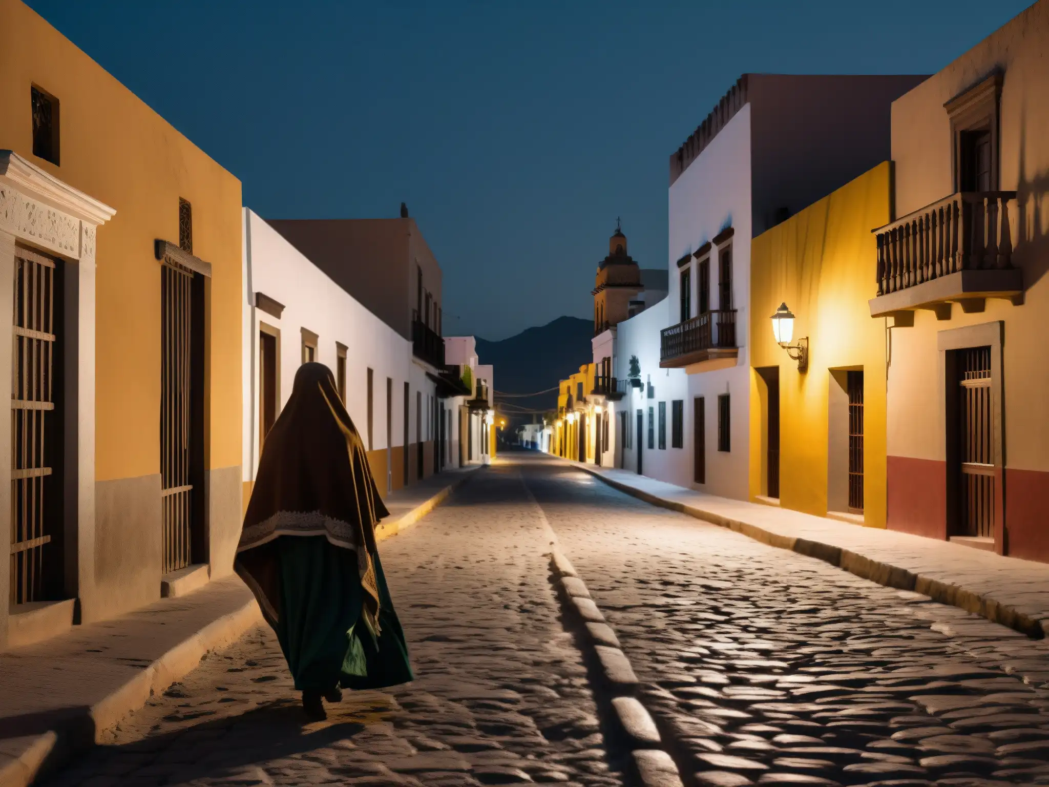 Calles desoladas: Misterio y folklore en la noche mexicana Una misteriosa calle desolada y lúgubre en México evoca la leyenda urbana de La Llorona