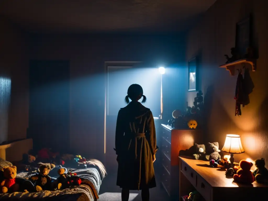 La pesadilla del L'Uomo Nero: terror en la habitación En la penumbra de un dormitorio, una figura amenazante se recorta