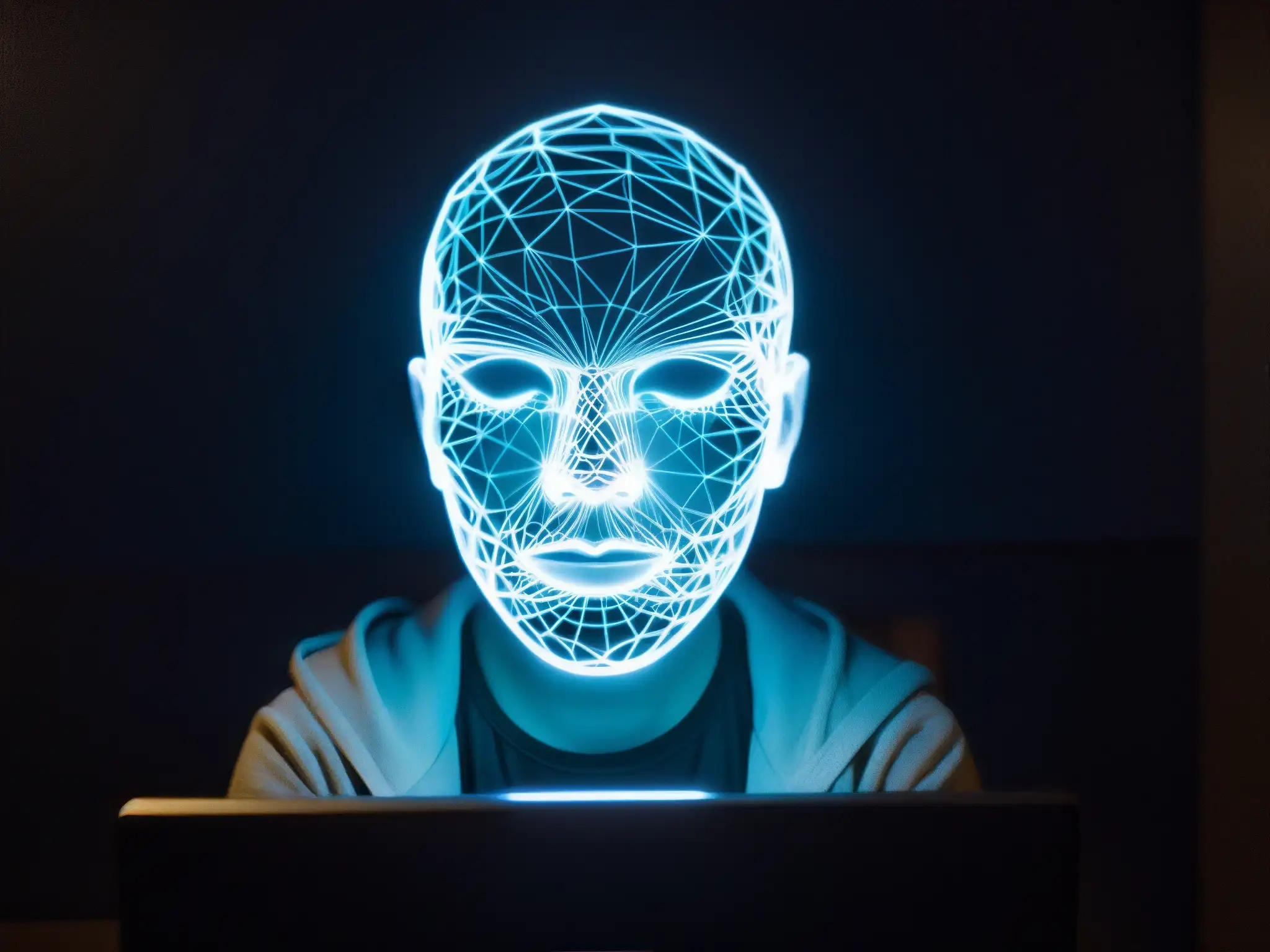 Exploración en la Red Oscura: Intriga y Misterio en la Pantalla En la penumbra, una pantalla ilumina el rostro de alguien