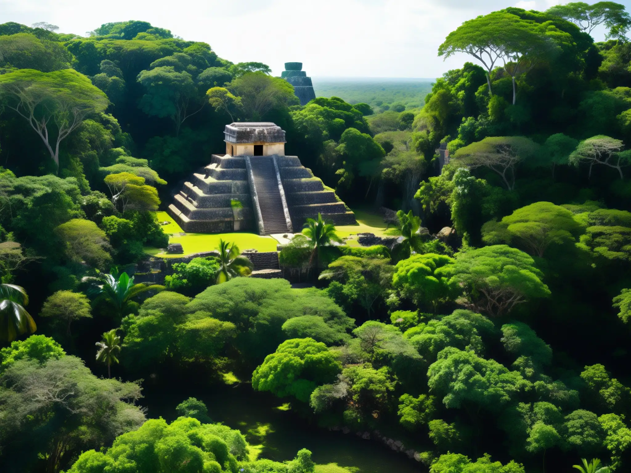 Ruinas mayas entre la exuberante selva yucateca Ruinas antiguas en la selva del Yucatán, evocando la leyenda Xtabay