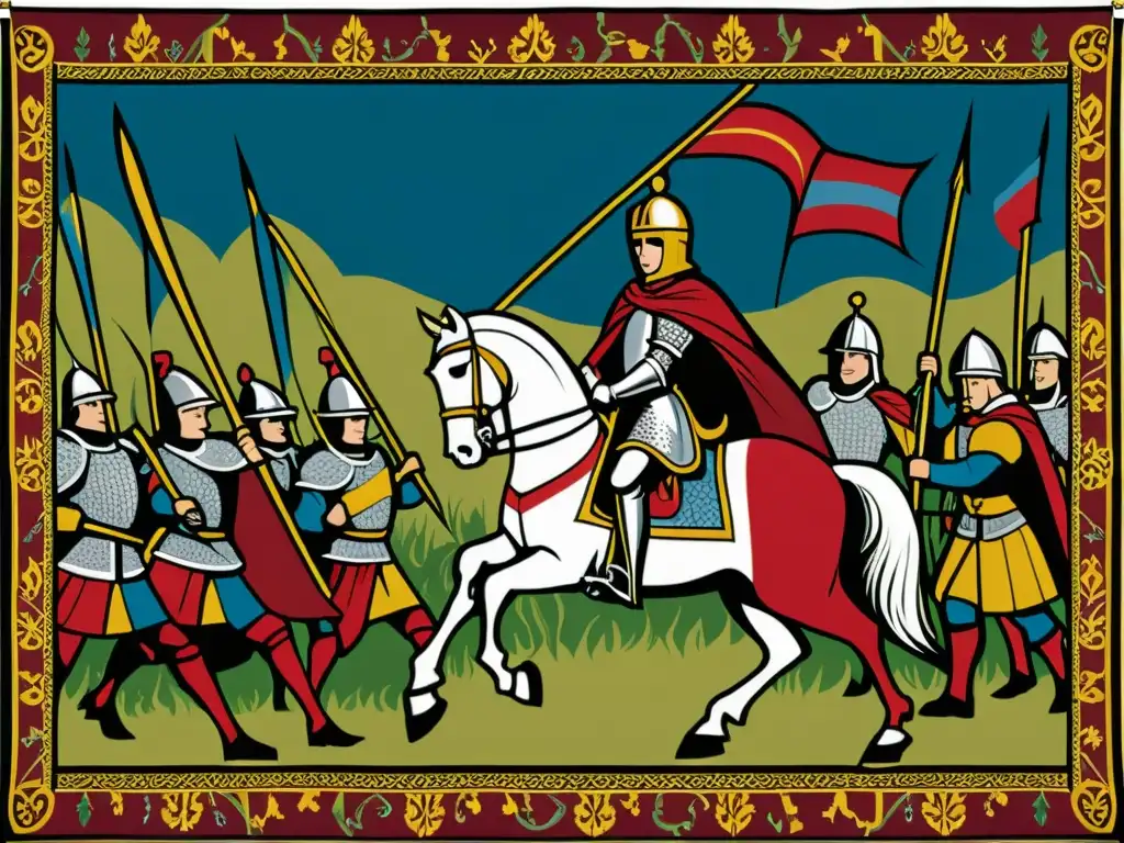 Valentía femenina: Caballera lidera a sus tropas Una valiente caballera medieval liderando sus tropas en batalla, capturando la esencia de Valentía femenina en leyenda medieval