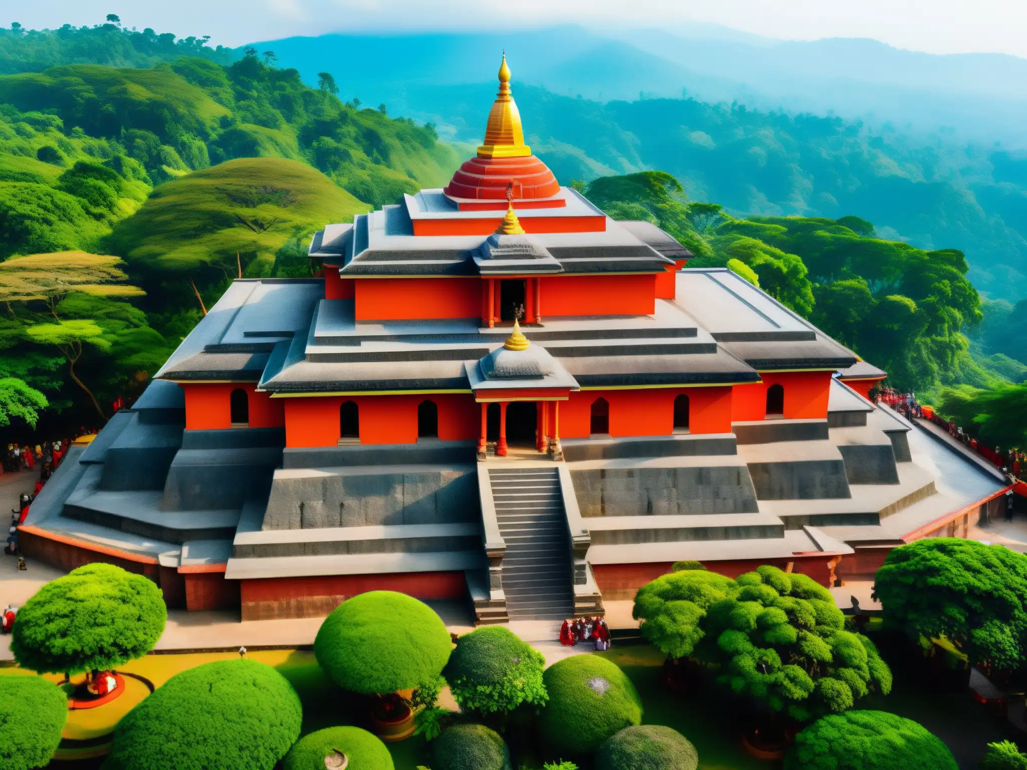 Vibrante complejo del templo Kamakhya Devi en Assam, India, con rituales y arquitectura sagrada